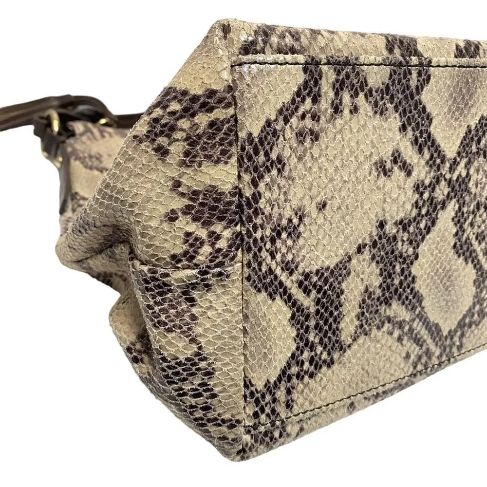 Dooney & Bourke Brown Leather Snake Skin printed Large Hobo Shoulder Bag